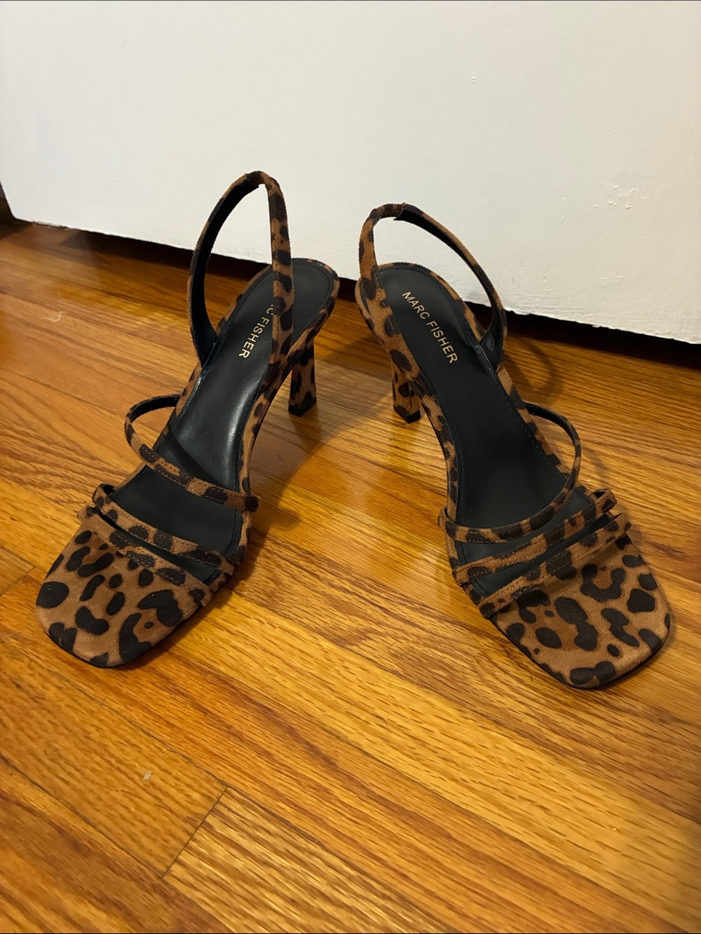 Marc Fisher Leopard-Print Strappy Slingback Heels - Brown/Black